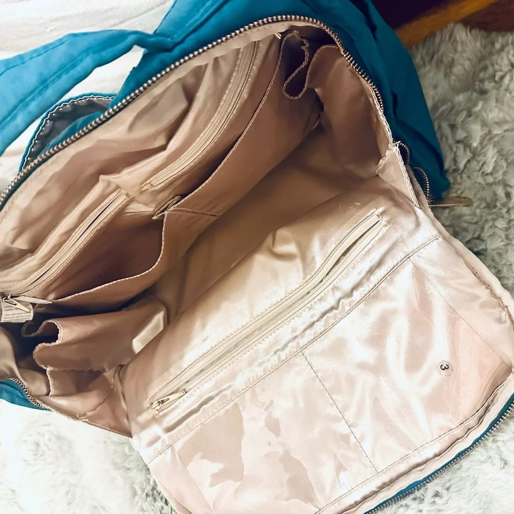 Ju-Ju-Be Teal Lagoon BFF Baby Bag with Gold Accents EUC